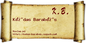 Kádas Barabás névjegykártya